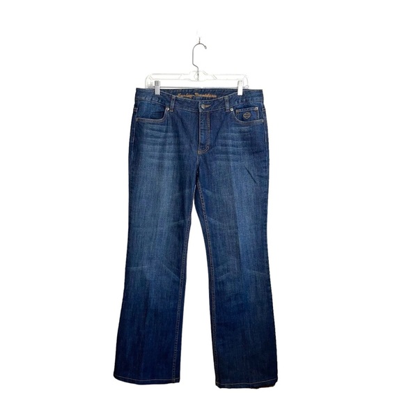 Harley Davidson Dark Wash Mid-rise Wide Leg Jeans 12 Women’s - Picture 13 of 13